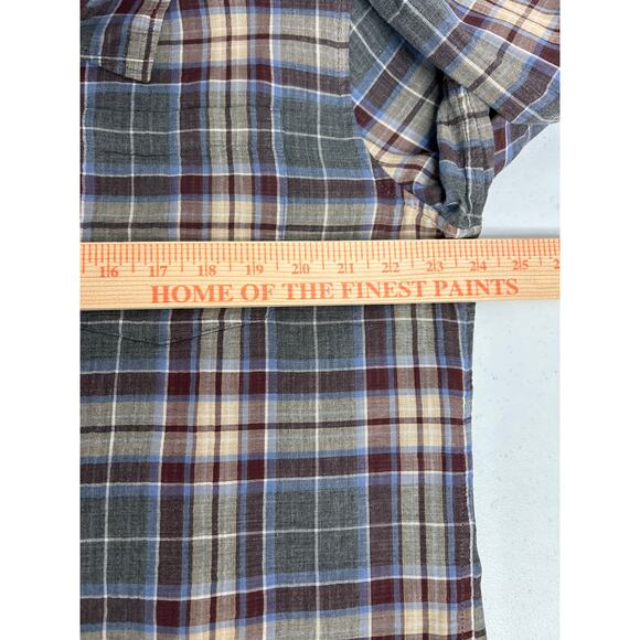 Vince Men's Double-Face Cambria Plaid Sport Shirt XL Blue Designer Casual Preppy - Picture 7 of 8